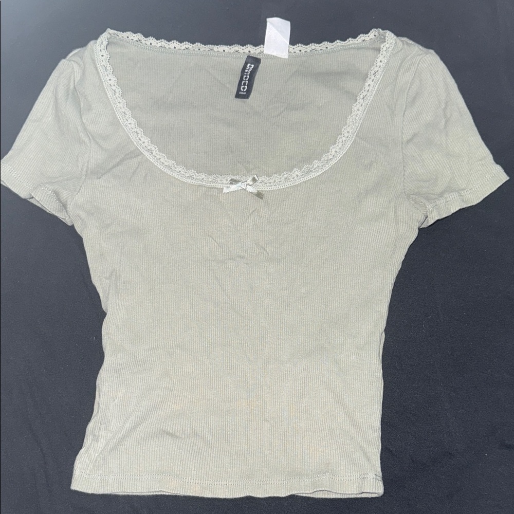 Divided Cream Lace Trim Short Sleeve Tee
